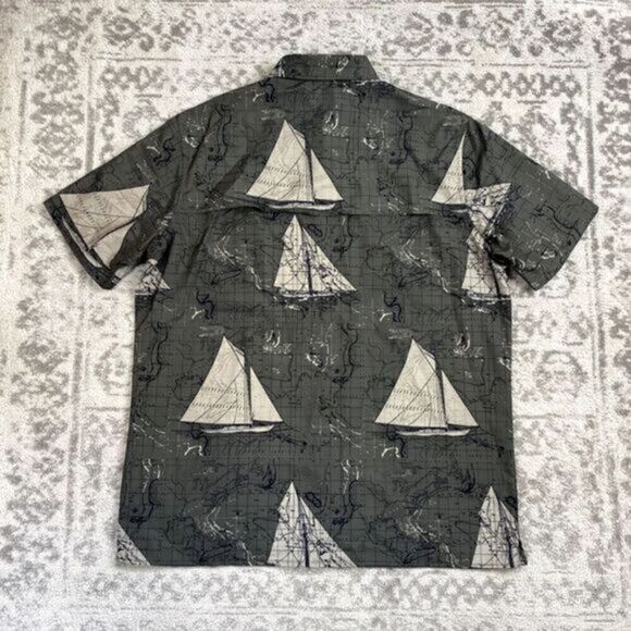 Chaps Vented Shirt Mens Short Sleeve Button Front Expedition Sailboat Size Large - Picture 3 of 6